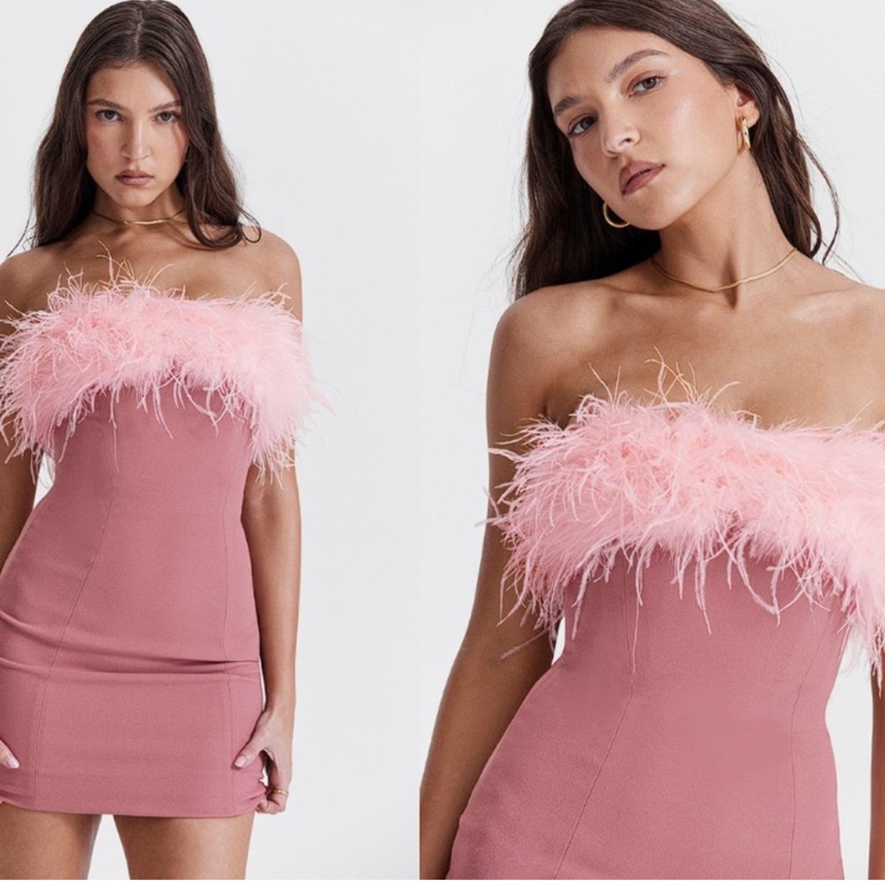 HOUSE OF CB 'Alexa' Warm Pink Mini Dress NWOT love is blind proposal dress 2024
